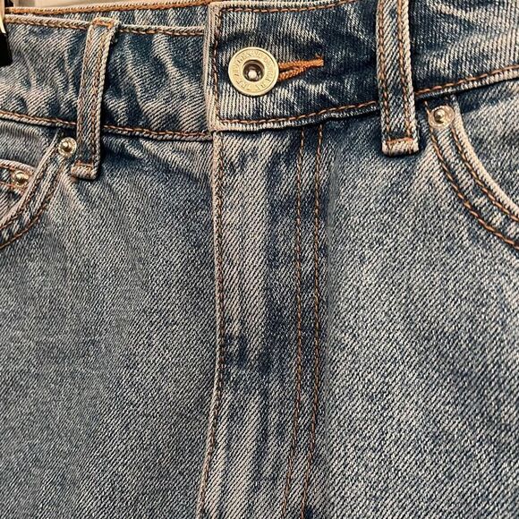 Zara Authentic Women's Side Stripe Raw Hem Denim Skirt - Picture 3 of 5